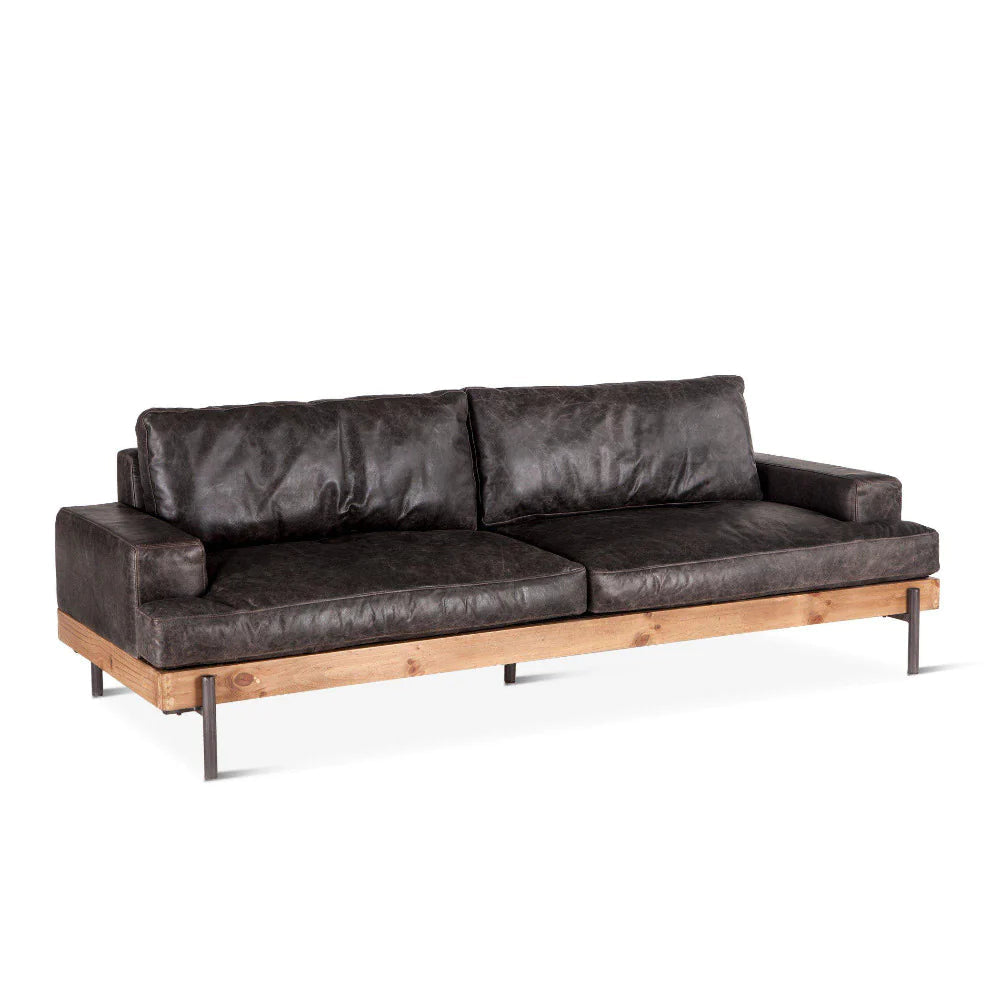 Anthony Ebony Leather Sofa