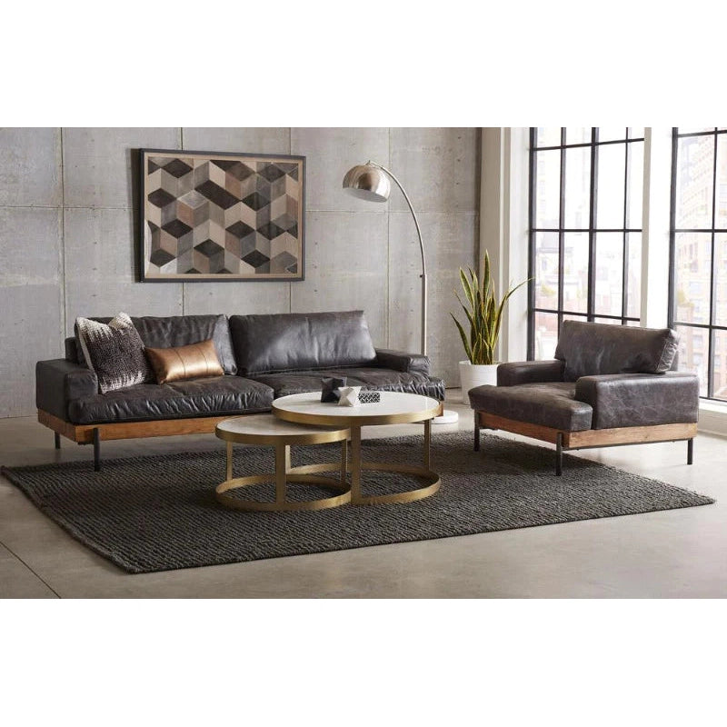 Anthony Ebony Leather Sofa