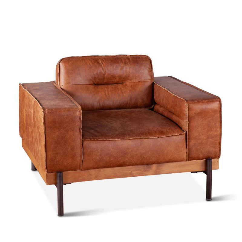 Cognac Brax Modern Leather Accent Chair