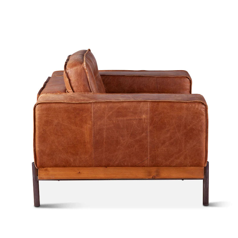 Cognac Brax Modern Leather Accent Chair