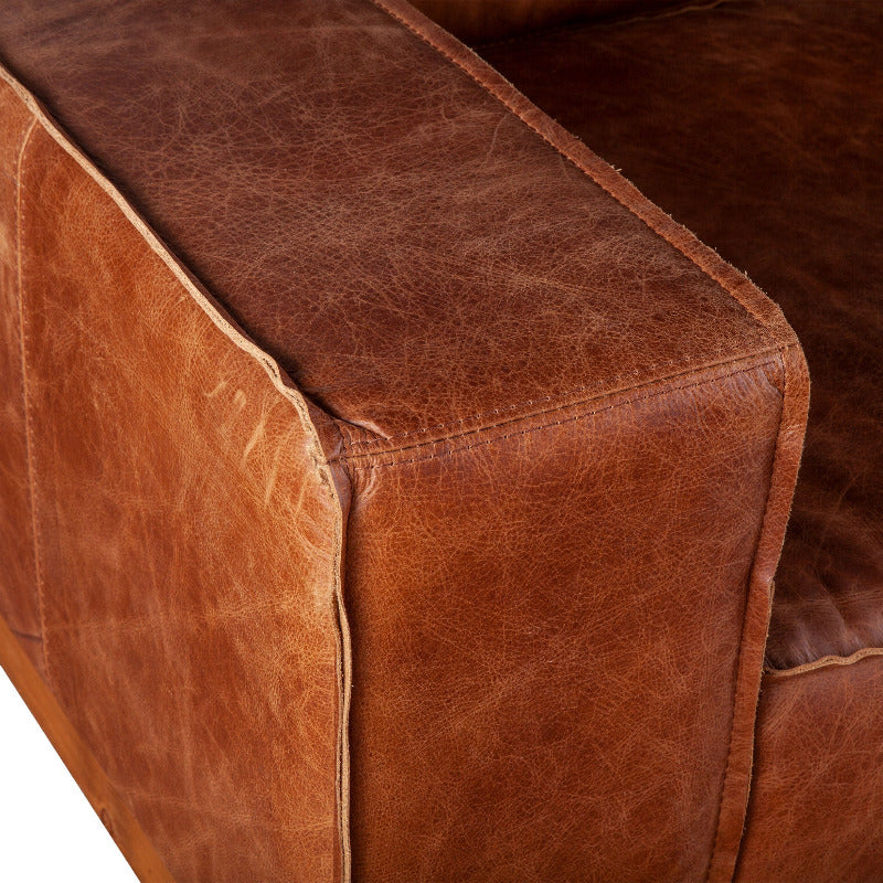 Cognac Brax Modern Leather Accent Chair