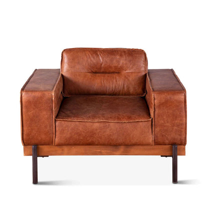 Cognac Brax Modern Leather Accent Chair