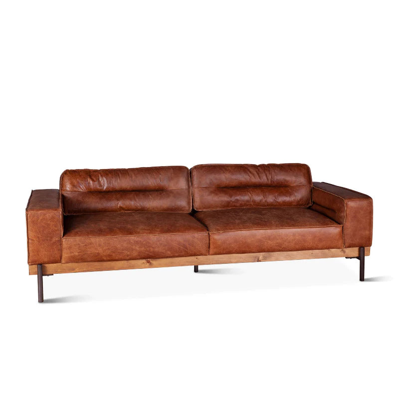 Cognac Brax Modern Leather Sofa