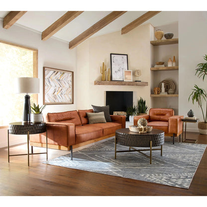 Cognac Brax Modern Leather Sofa