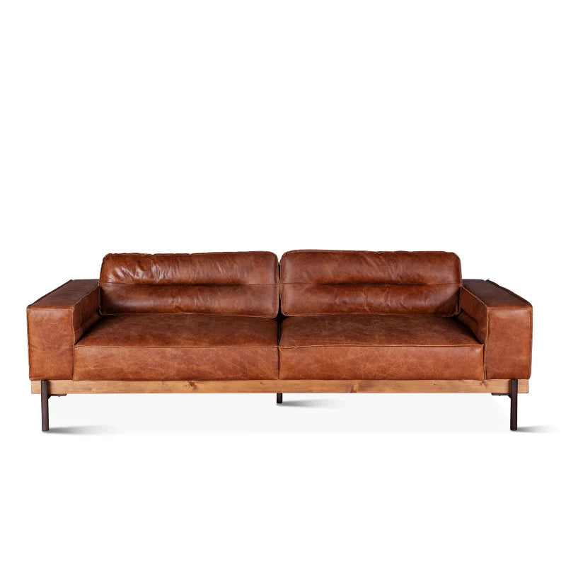 Cognac Brax Modern Leather Sofa