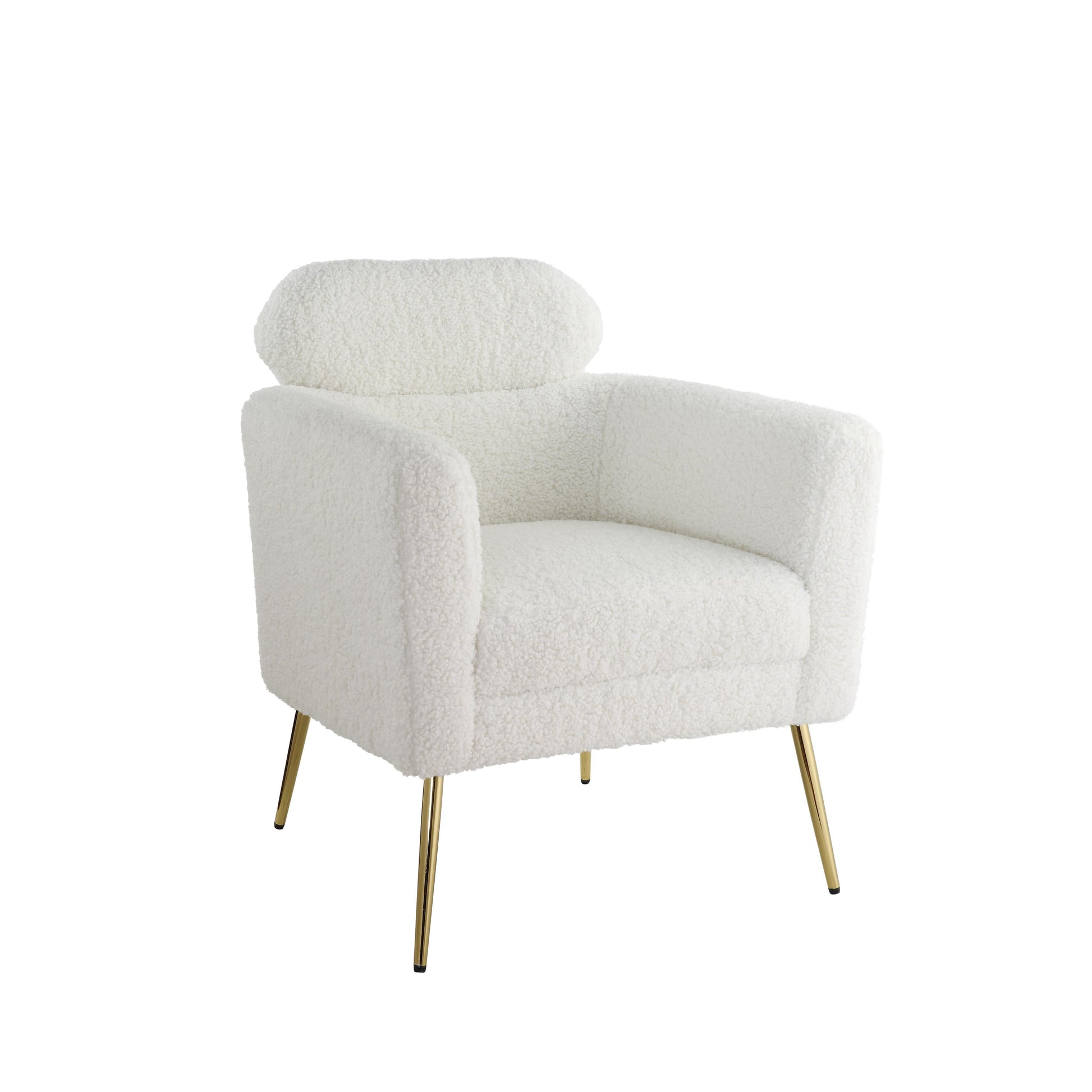 Connock Accent Chair with Teddy sherpa fabric and gold legs.