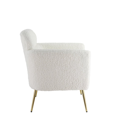 Connock Accent Chair with Teddy sherpa fabric and gold legs.