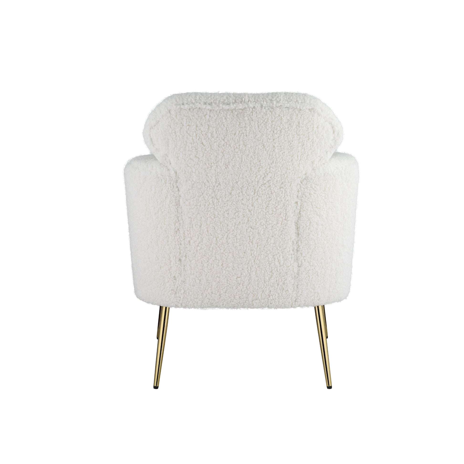 Connock Accent Chair with Teddy sherpa fabric and gold legs.