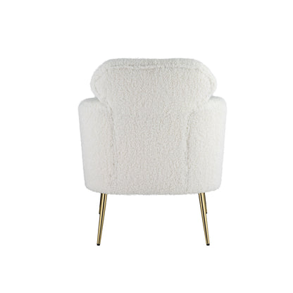 Connock Accent Chair with Teddy sherpa fabric and gold legs.