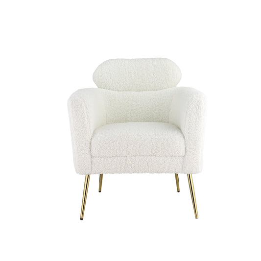 Connock Accent Chair with Teddy sherpa fabric and gold legs.