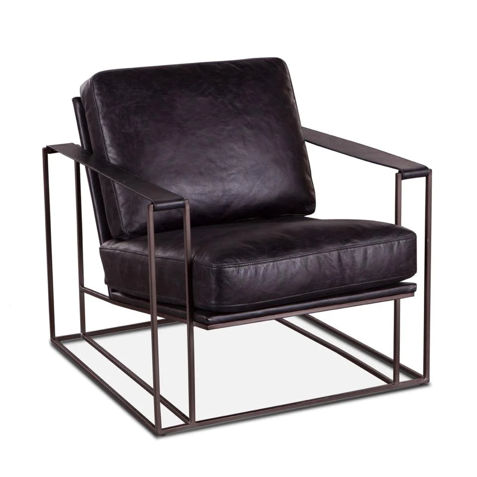 Portland Black Leather Armchair