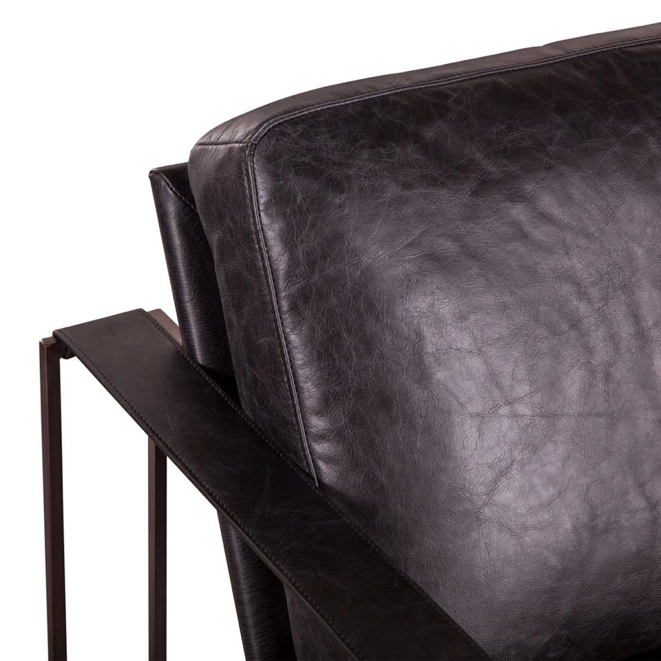 Portland Black Leather Armchair