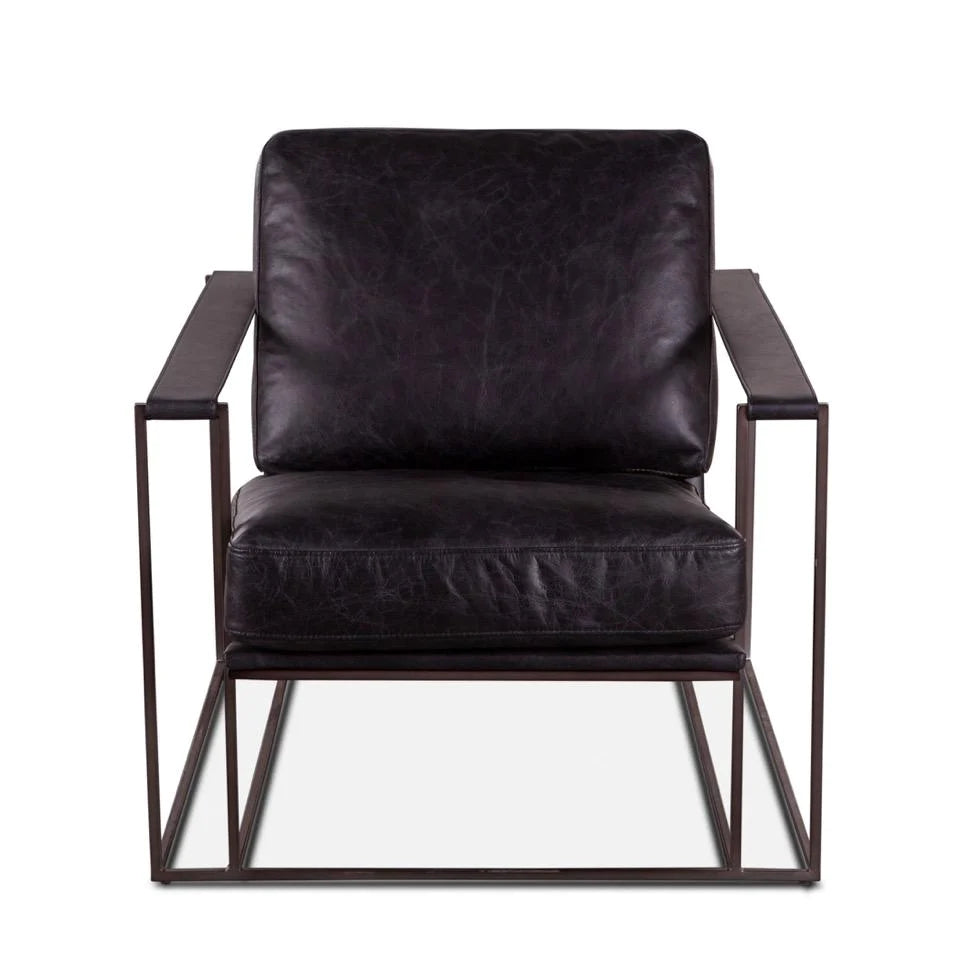 Portland Black Leather Armchair